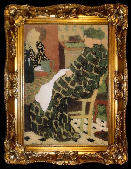 framed  Edouard Vuillard Table of the mother and daughter, ta009-2
